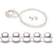 AAA Quality 18 Inch Round 7-7.5mm White Akoya SaltWater Cultured Pearl Necklace & Earrings Set