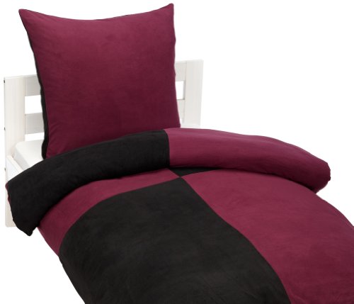 Kinzler Q-17217/29 Mikrofaser Fleecebettw&auml;sche Patchwork 80 x 80 cm + 135 x 200 cm grau / lila
