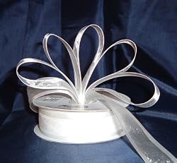 Organza Satin Edge Ribbon - 7/8" - 25 Yards (75 FT) - White