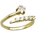 Solid 14K Yellow Gold Star Cubic Zirconia Adjustable Toe Ring