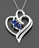 14k White Gold Sapphire (5/8 ct. tw.) & Diamond Accent Heart Pendant
