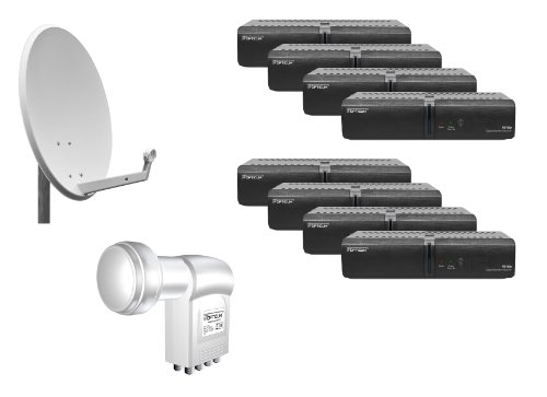 Opticum 8 Teilnehmer Komplettanlage (8x FS10p Satelliten Receiver, 8x LNB, 1x Antenne) Preisvergleich