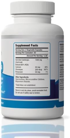 Garcinia Cambogia for Weight Loss - 60% HCA, 1,000 Mg Per Serving, 60 Vegetarian Capsules. Lose Belly Fat Naturally and Block New Fat Storage with 100% Pure Garcinia Cambogia Extract Appetite Suppressant and Fat Burner for Men and Women.