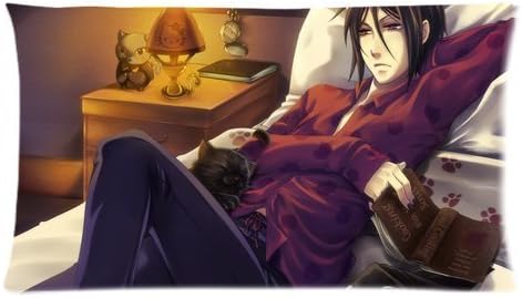 Japan Anime Cartoon Devil Sebastian Michaelis Custom King Size Bed Pillowcase DIY Pillowslips Roomy in Size 20 x 36 Inch