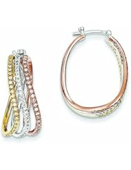 0.5 Carat 14K Gold Tri-color Gold Diamond Hoop Earrings