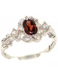 VINTAGE design 925 Solid Sterling Silver Natural Garnet & Pearl Ring - Finger Sizes 4 to 12 Available