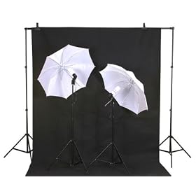 Photography Photo Studio Continous Lighting Kit + carry case for background stands, 6' X 9' Black & White Muslin Backdrops with Backdrop Support System by ePhoto K69