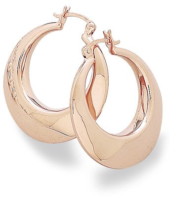 18 Karat Rose Gold Plate Hoop Earrings