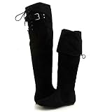 Bamboo Sunkiss03 Thigh-High Boots Black Suede