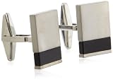 41qLgssh6cL. SL160  Kenneth Cole Reaction Mens Brushed Rhodium Rectangle With Matte Black Side Inlay Cufflinks