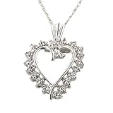 10k White Heart Diamond Pendant