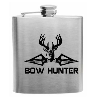 Sumaria Trader Stainless Steel 6 Oz Flask with Bow Hunter