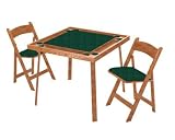Kestell Folding Pecan Oak Card Combo Table with Bottle Green Fabric