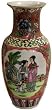 Delicate Porcelain Hand Painted Oriental Vase -Courtly Lady Scenery with Floral Borders, 8"h Delicate Porcelain Hand Painted Oriental Vase -Courtly Lady Scenery with Floral Borders, 8"h