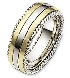 14 Karat Yellow Gold & Titanium Rope Style 8mm Wide Wedding Band