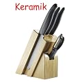 GR�WE Keramikmesser Set mit schwarzen Klingen, inkl. Bambus-Messerblock