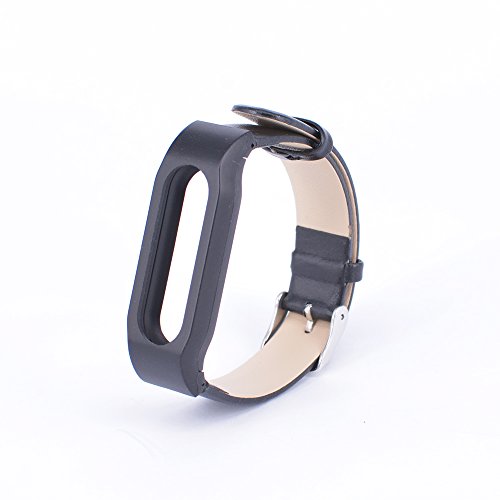 Thunbird New Leather Wrist Band Strap Bracelet for Xiaomi Mi Band Black (Unisex,host Is Not Included)
