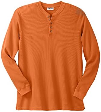 Kingsize Men's Big & Tall Waffle Knit Thermal Henley Shirt, Harvest Orange