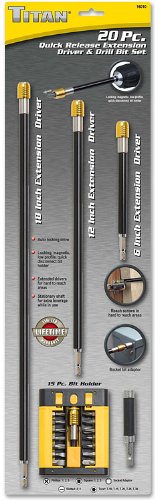 Titan 20 Piece Long Reach Power Driver Bit and Extension Kit
