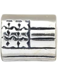 925 Sterling Silver American Flag Bead, For Chamilia, Pandora, Biagi, Personality, Reflections And More Charm Bracelets