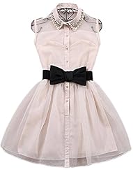 Sexy Sleeveless Mesh Beaded   Mini Dress  With a Bow(s) and Pearls