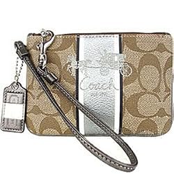 Coach Heritage Stripe Wristlet Case Bag 41659 Silver