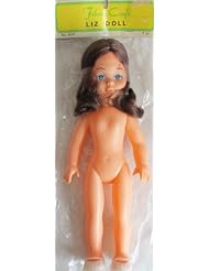 Art and Craft Supply: Fibre Craft PACK of 1 VINYL LIZ DOLL 9-1/2" Tall w DARK BROWN Combable HAIR & Pair of FLAT SHOES (Made in Hong Kong) - Fibre Craft, made in Hong Kong