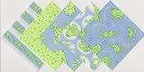 40 4 Blue Funky Frog Cotton Quilt Fabric Squares Kit