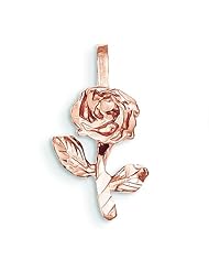 14K Rose Gold Rose Charm Flower Pendant Jewelry