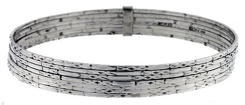 8 mm (5/16) Sterling Silver Textured Finish 7-Day Bangle for Large 8 Wrists