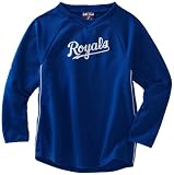 MLB Boys' Kansas City Royals Long Sleeve Crew Neck Thermabase Tech Fleece Pullover (Pro Royal/Pro White, Large)