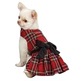 East Side Collection Holiday Tartan Pet Dress, Small, 12-Inch, Red