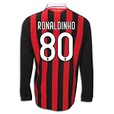 adidas Ronaldinho AC Milan Long Sleeve Home Replica Soccer Jersey 09/10