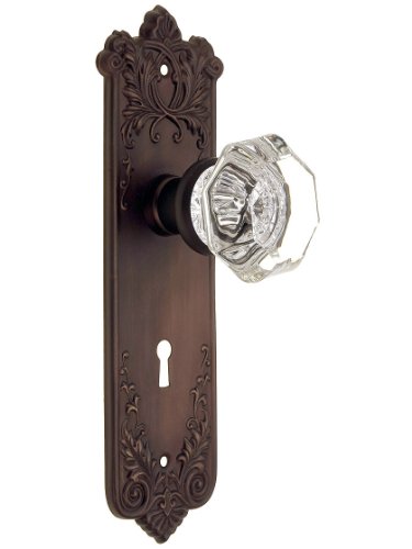 Wrought Bronze Lorraine Door Set With Octagonal Glass Knobs. Nostalgic Door Hardware. Wrought Bronze Lorraine Door Set With Octagonal Glass Knobs. Nostalgic Door Hardware.