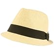 Summer Structured Fedora 1/2 Bow Trilby Hat Natural L/XL