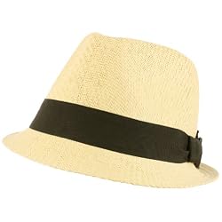 Summer Structured Fedora 1/2 Bow Trilby Hat Natural L/XL