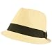 Summer Structured Fedora 1/2 Bow Trilby Hat Natural L/XL