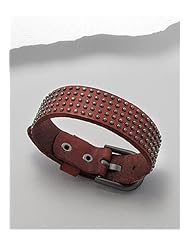 Brown Leather Bracelet In White Base