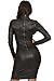 Cfanny Women Plunging V-Neck Long-Sleeve Faux Leather Mini Dress
