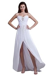 Strapless Slit Lace Applique Chiffon Evening Dress/Homecoming Dress/Bridesmaid Dress/Prom Dress/Quinceanera Dress/Party Dress 