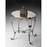 Metalworks Oval Side Table in Distressed Antique Silver