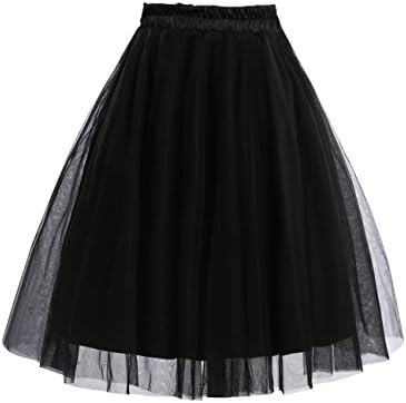 Metisbox Womens Puffy Tulle A-line Mini Skirt Tutu Skort XXL Black