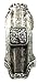 Funky Double Ring Accented with Smokey Crystals With Tree Bark Pattern Ring on Silver Tone Bands