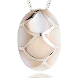 White Mother of Pearl Pendant Necklace Sterling Silver