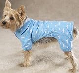 Dog Pajamas - Blue Goodnight Flannel Dog PJs w/Clouds, Stars & Moon - X-Small (XS)