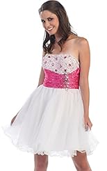 Sexy Strapless Jeweled Sequined Ruched Tulle Natural   Waistline Winter Knee Length Short Evening Dress/Homecoming Dress/Bridesmaid Dress/Pageant Dress/Prom Dress/Quinceanera Dress/Party Dress 