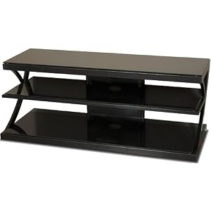 Techcraft 48IN Wide Tv Stand Gloss Blk Glass by