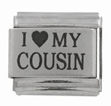 SilverBin I Heart my Cousin Stainless Steel Italian Charm Link