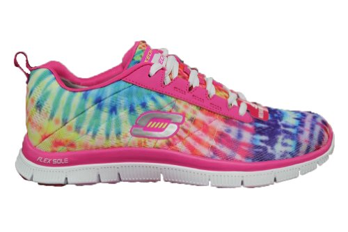 Skechers Flex Sole Memory Foam Neon Pink and Multi Colored (tie-died) Limited Edition