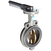 Milwaukee Valve CW223E Series Cast Iron Butterfly Valve, Wafer Style, Aluminum/Bronze Disc, EPDM Seat, Lever Handle, Flanged
